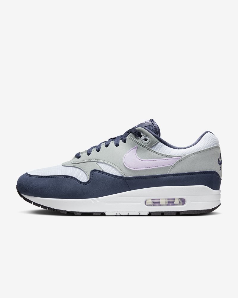 NikeAir Max 1 Fußballgrau/Donnerblau/Hellpumice/Fliederblüte