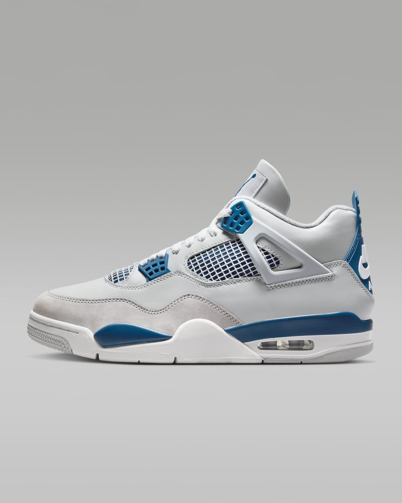 Air Jordan 4 Retro „Industrieblau" Off White/Neutralgrau/Militärblau