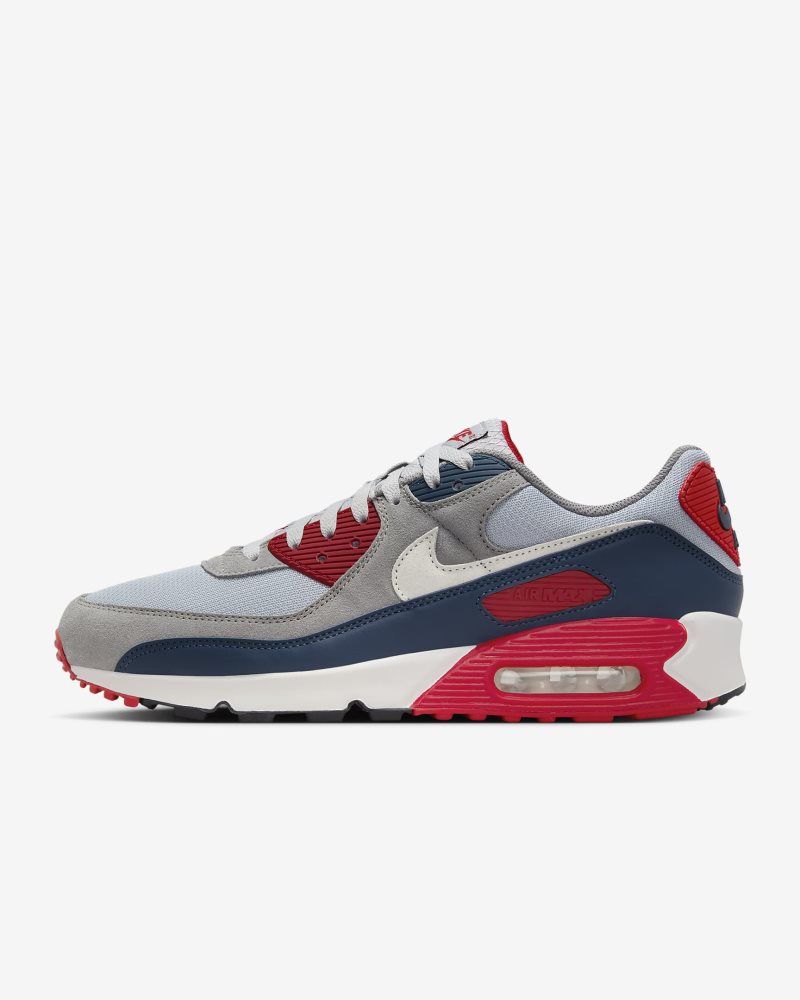 Nike Air Max 90 Light Smoke Grey/Armory Navy/Fire Red/Phantom