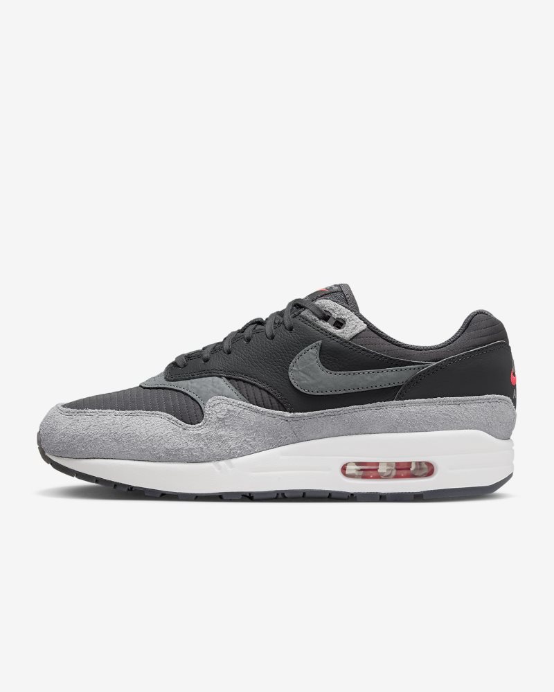 Nike Air Max 1 Premium Dunkelrauchgrau/Flash Crimson/Summit White/Rauchgrau