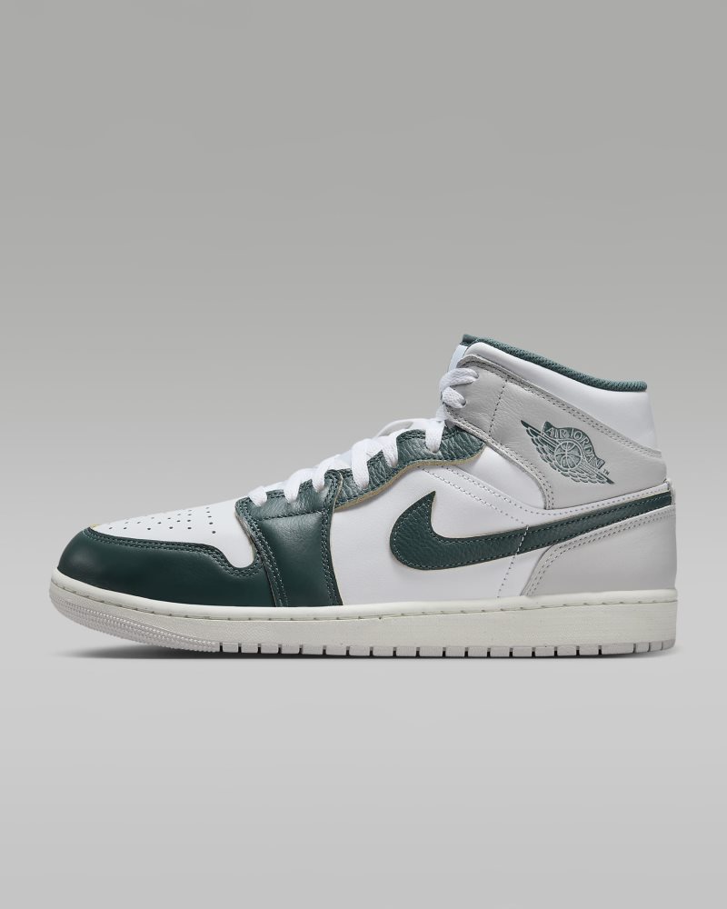 Air Jordan 1 Mid SE Weiß/Segel/Neutralgrau/Oxidiertes Grün