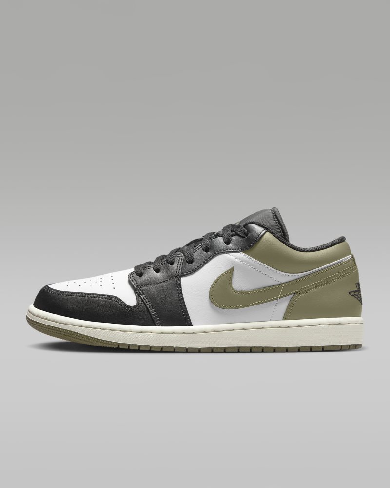 Air Jordan 1 Low Schwarz/Medium Olive/Weiß